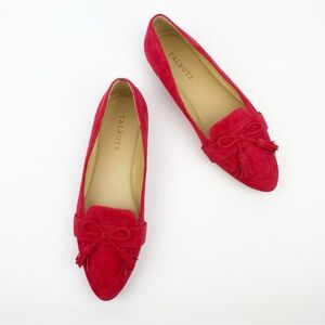 Talbots Loafers Women's Size 8M Francesca Tassel Driving Flats Red Leather Bows